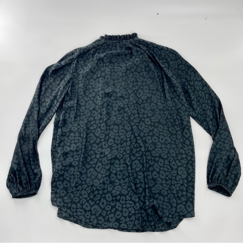 Show Me Your MuMu Alicia Tunic Satin Black Grey Cheetah Print Boho Button Up Top - Picture 7 of 8